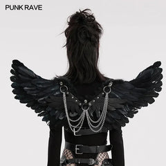 Punk Feather Wing Harness with Chains – Halloween & Party Accessory