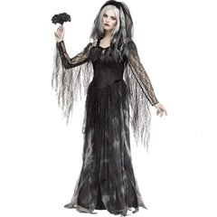 Gothic Ghost Bride Costume – Halloween Vampire & Witch Dress Set for Women