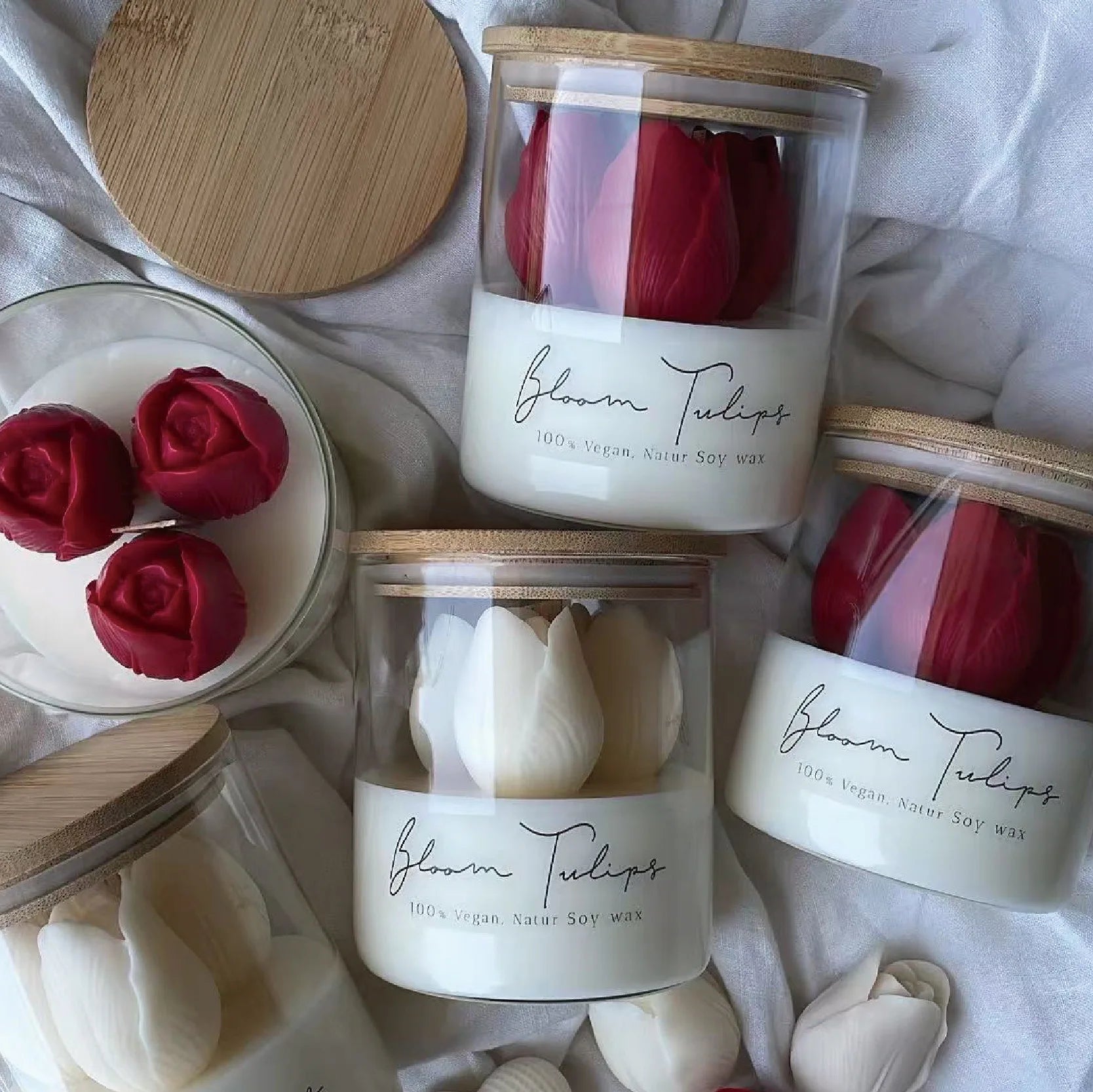 Tulip Aroma Soy Wax Candle in Glass - candletown.net
