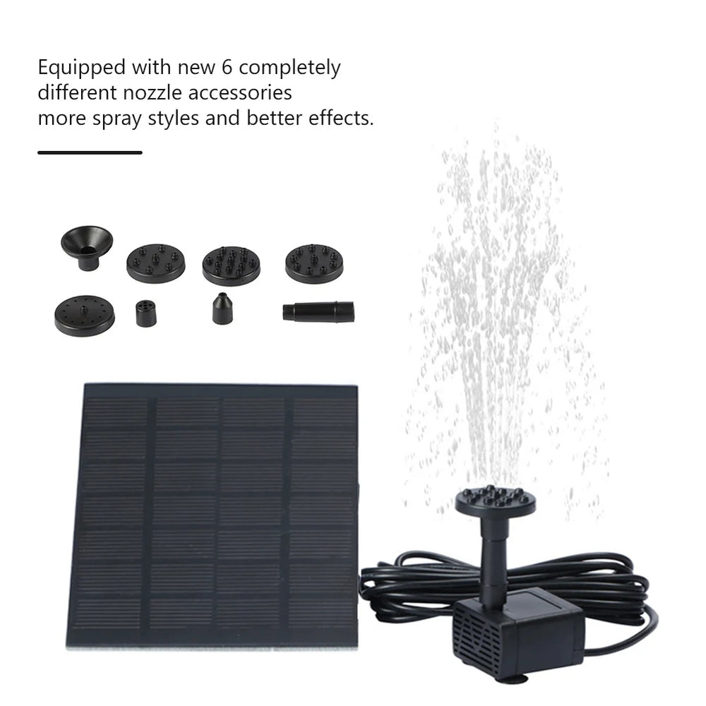 Solar Fountain with 6 Nozzles – Floating Pump for Garden & Yard - candletown.net