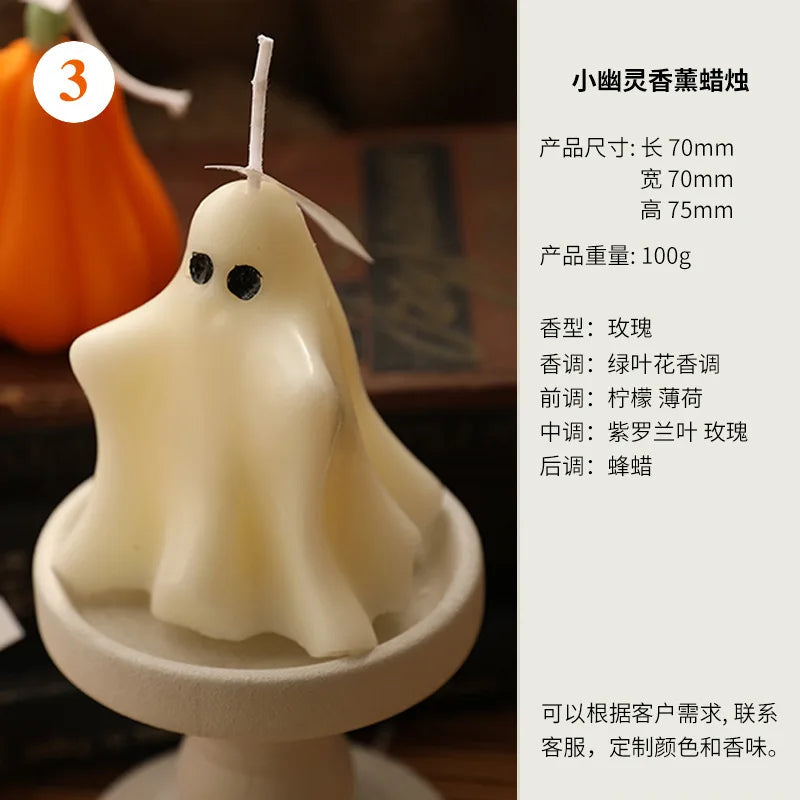 6-Piece Halloween Ghost Candle Set – Soy & Beeswax Aromatherapy