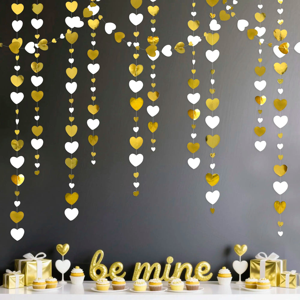 Red Glitter Heart Hanging Garland - candletown.net