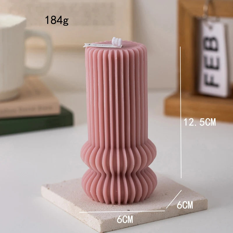 Geometric Pillar Candle – Sculpted Table Candle
