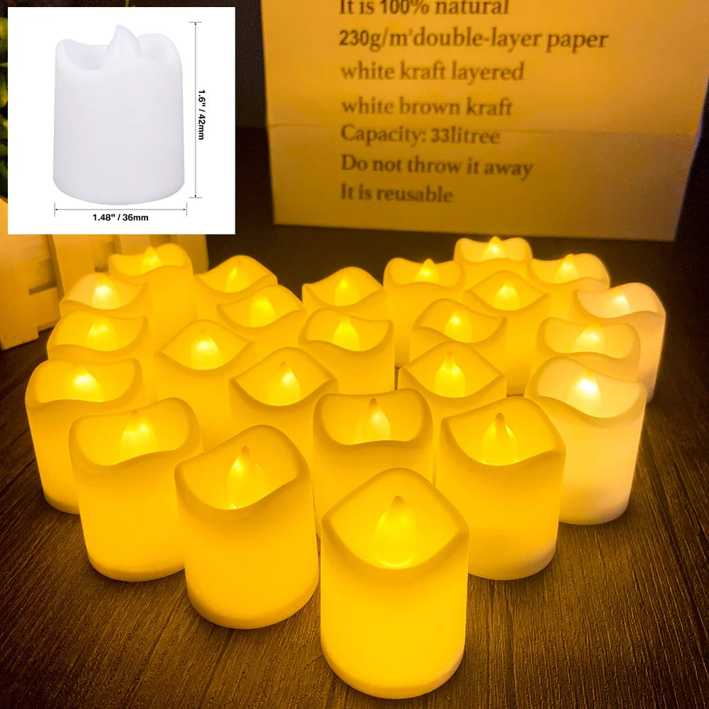 24-Pack Flickering LED Tea Light Candles – Remote & Flameless Decor