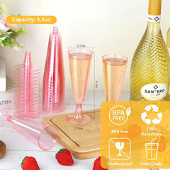 Disposable Champagne Glasses with Gold Rim