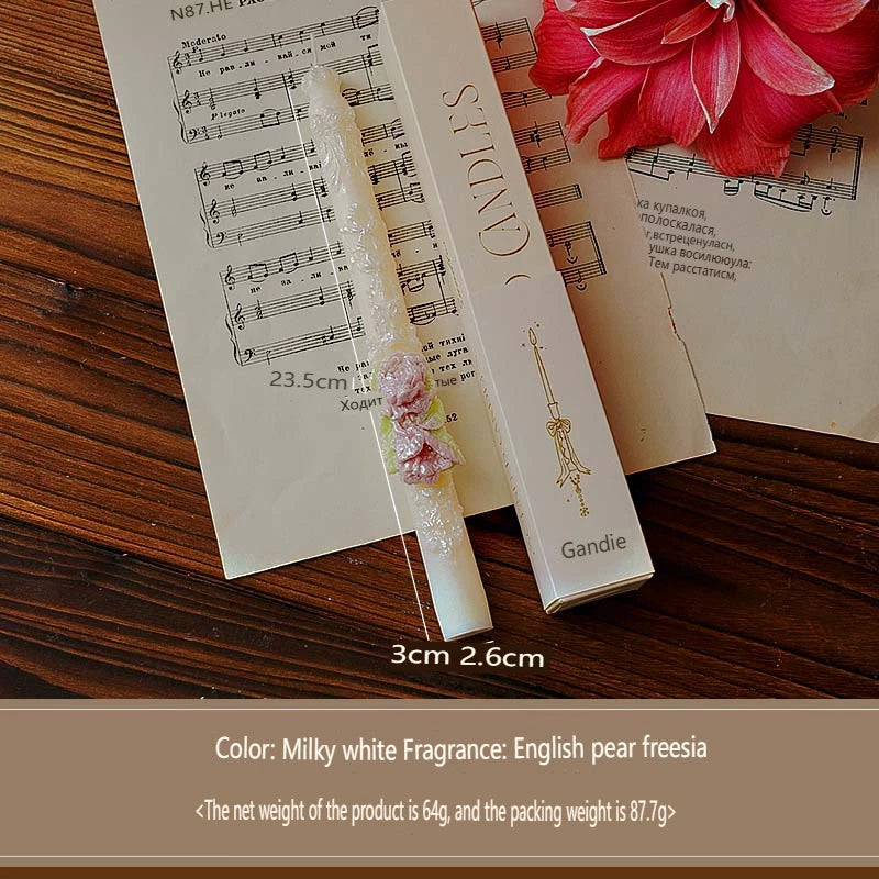 Embossed Long Taper Candle – Handcrafted Decorative Elegance