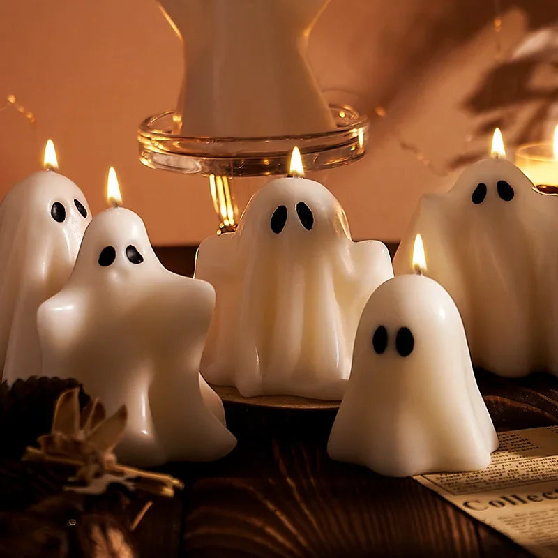 Halloween Haamutuoksukynttilä – Valkoinen 3D-Haamukynttilä