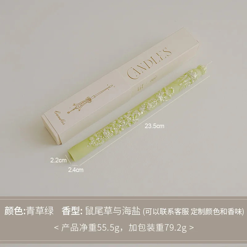 Embossed Long Taper Candle – Handcrafted Decorative Elegance - candletown.net