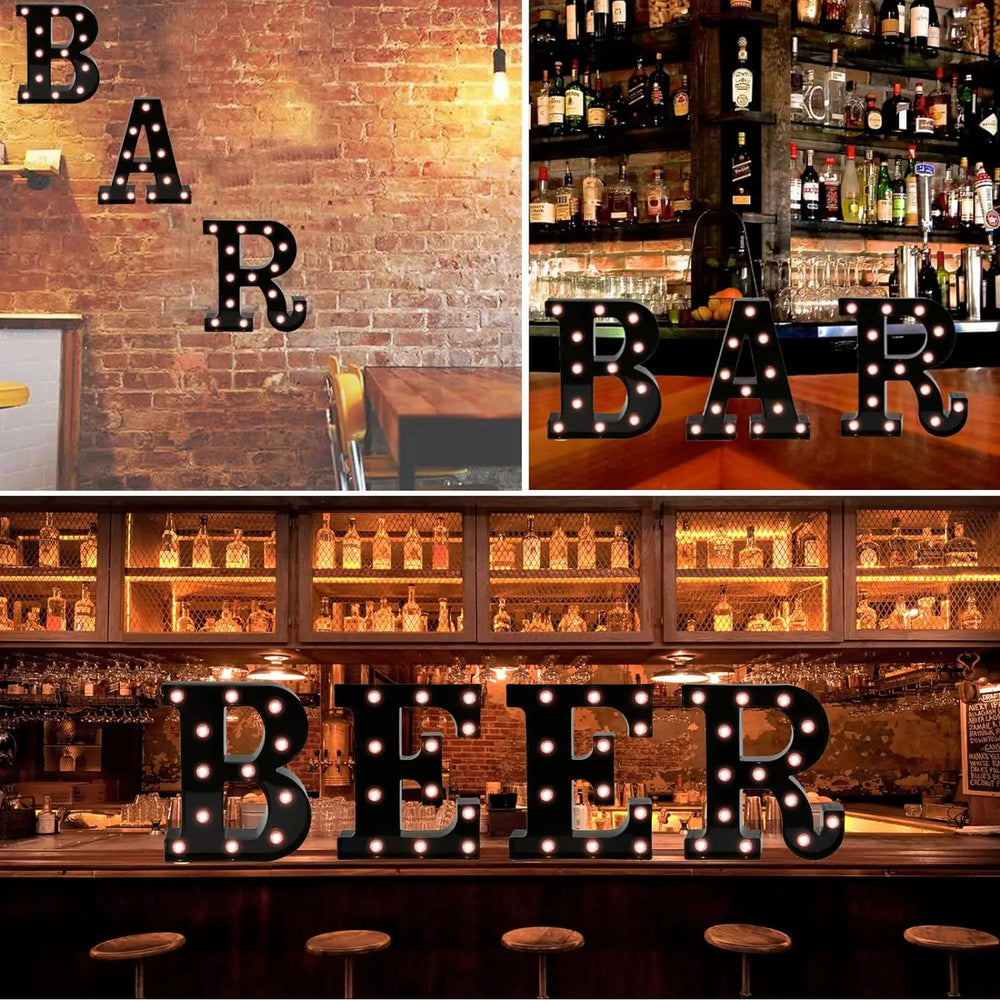 22cm LED Alphabet and Number Lights – Black Letter Decor - candletown.net