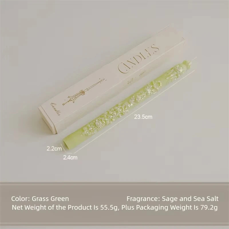 Embossed Long Taper Candle – Handcrafted Decorative Elegance