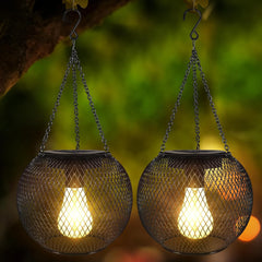 Outdoor Solar Grid Lantern – Waterproof Hanging Lamp