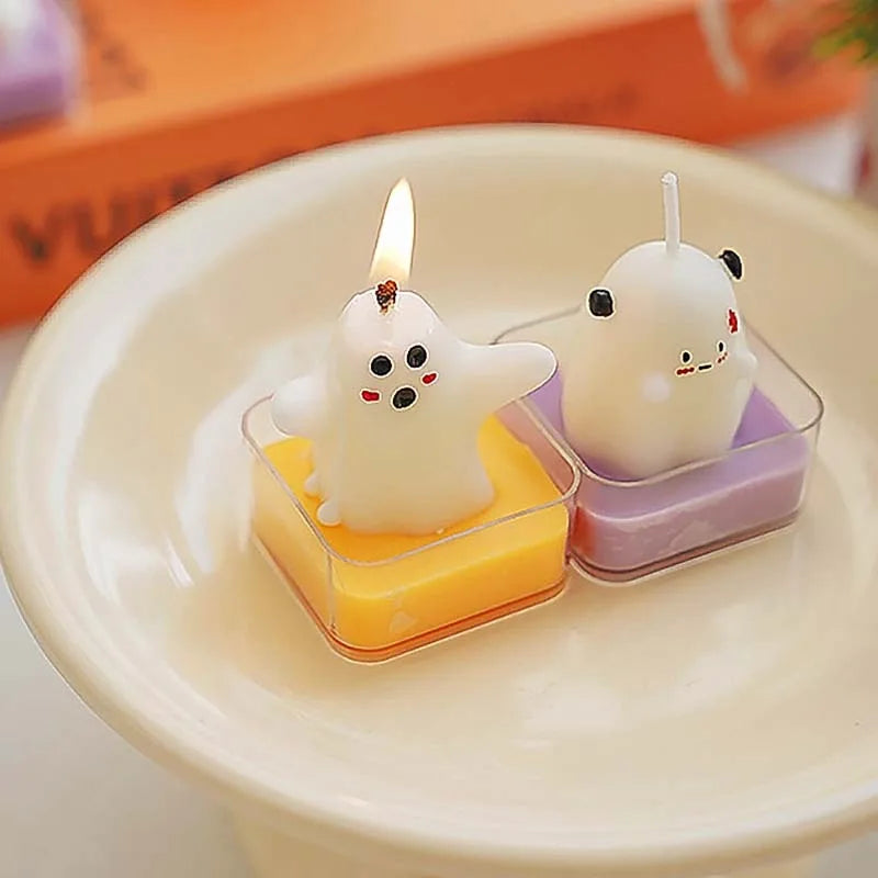 Cute Halloween Tealight Candles – Pumpkin & Skull Designs