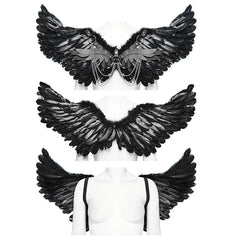 Punk Feather Wing Harness with Chains – Halloween & Party Accessory