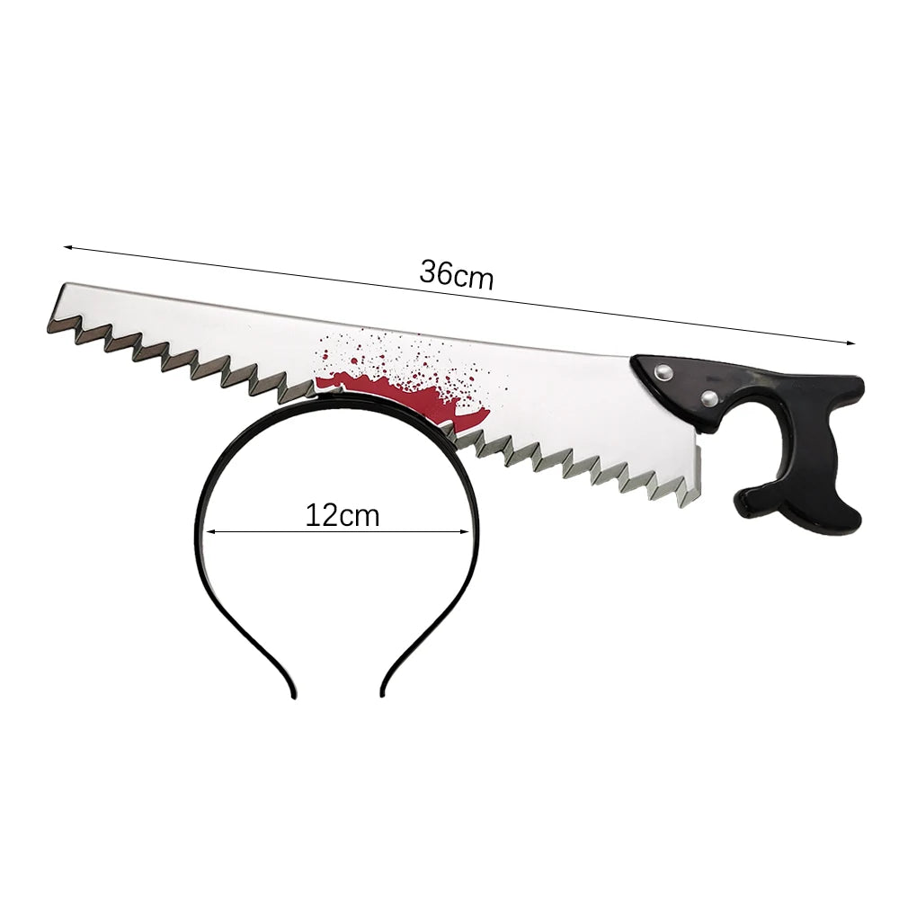 Halloween Horror Headbands – Fake Knife, Axe & Scissors Props for Costume Parties