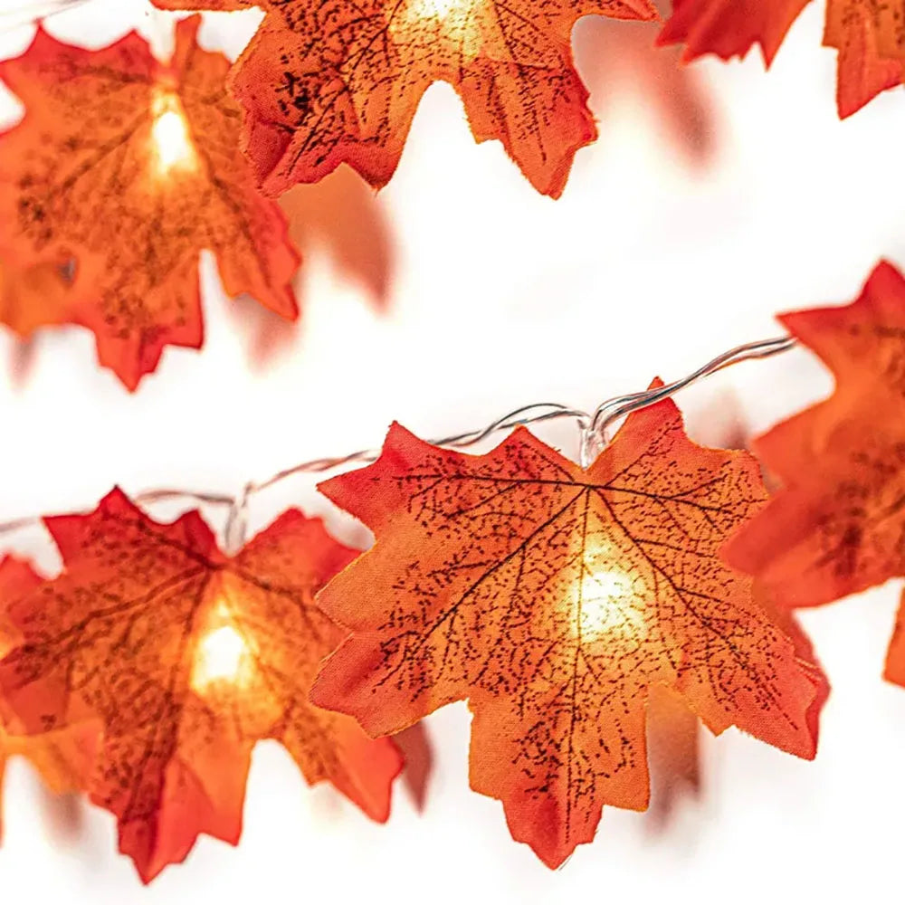 Halloween Maple Leaf LED String Lights – 2/3/6 m Autumn Garland