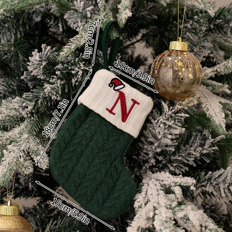 Christmas Knitted Stocking with Letter Design