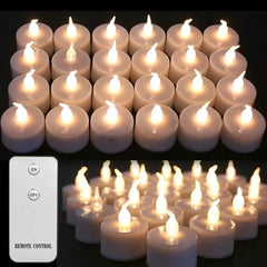 24-Pack Flickering LED Tea Light Candles – Remote & Flameless Decor
