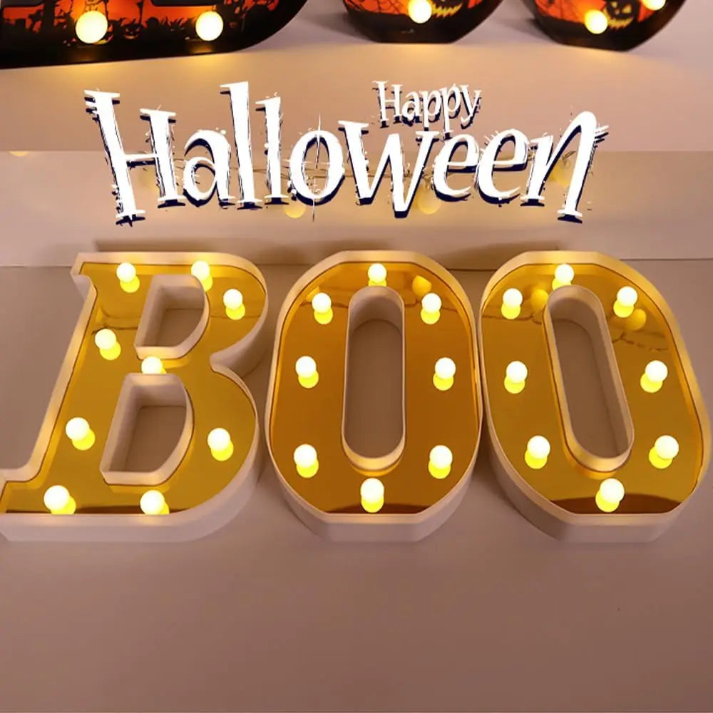 BOO LED Halloween Letter Lights – Indoor Marquee Decor