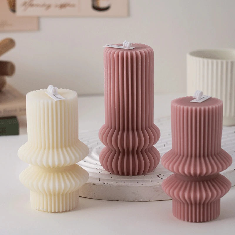 Geometric Pillar Candle – Sculpted Table Candle