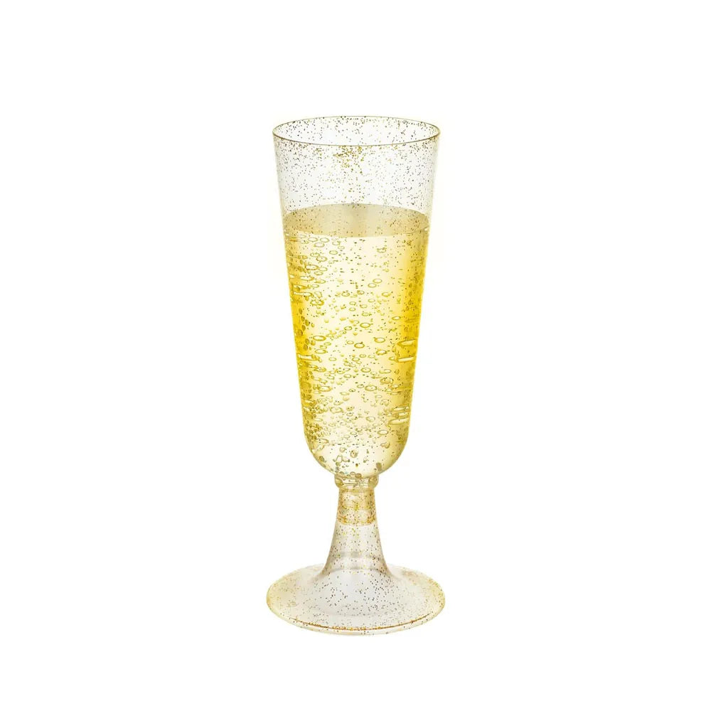 Disposable Champagne Glasses with Gold Rim