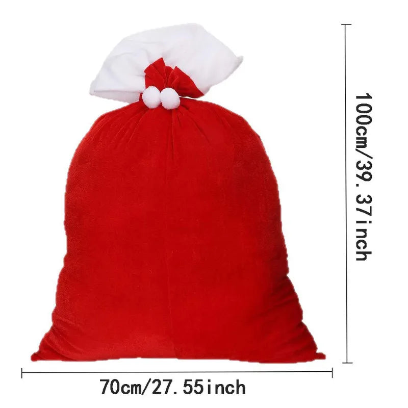 Santa Claus Christmas Gift Bag – Red Drawstring Sack for Presents