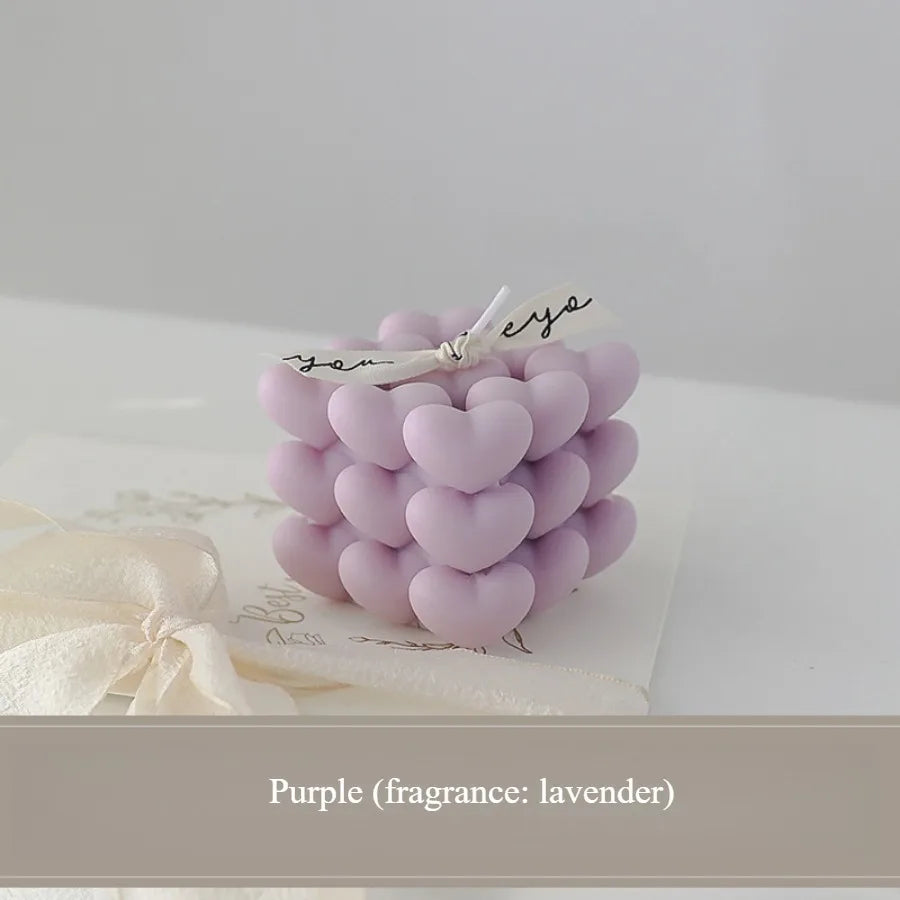 Pastel Heart Cube Soy Wax Candle – Sculptural Decor & Gift - candletown.net