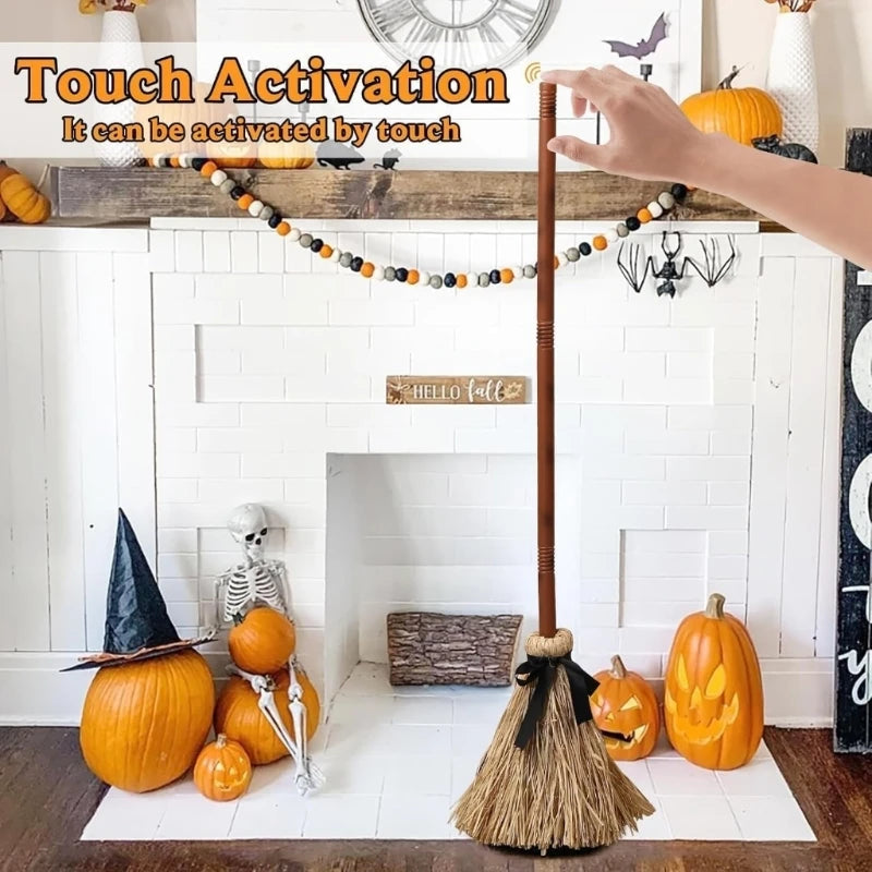 Animated Witch Broom – Moving Light Up Halloween Decoration