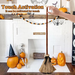 Animated Witch Broom – Moving Light Up Halloween Decoration