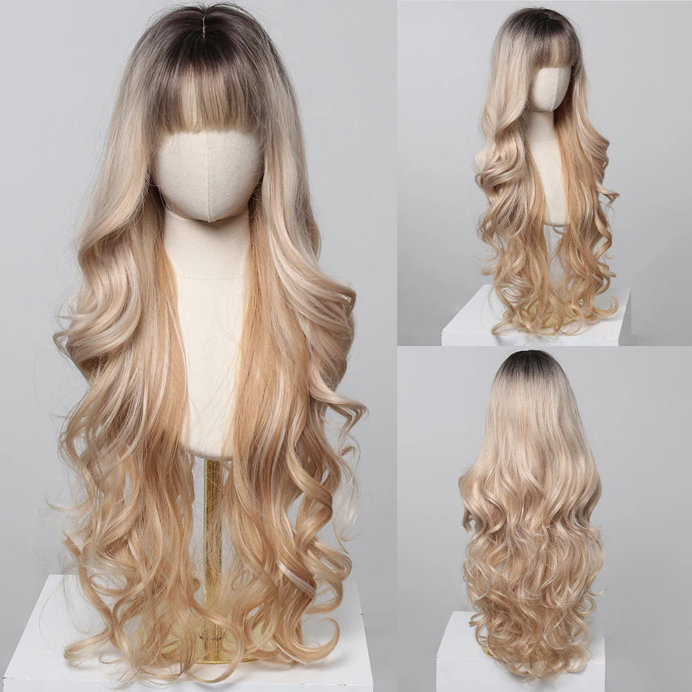 Curly Wig with Bangs – Heat-Resistant Cosplay & Party Wig