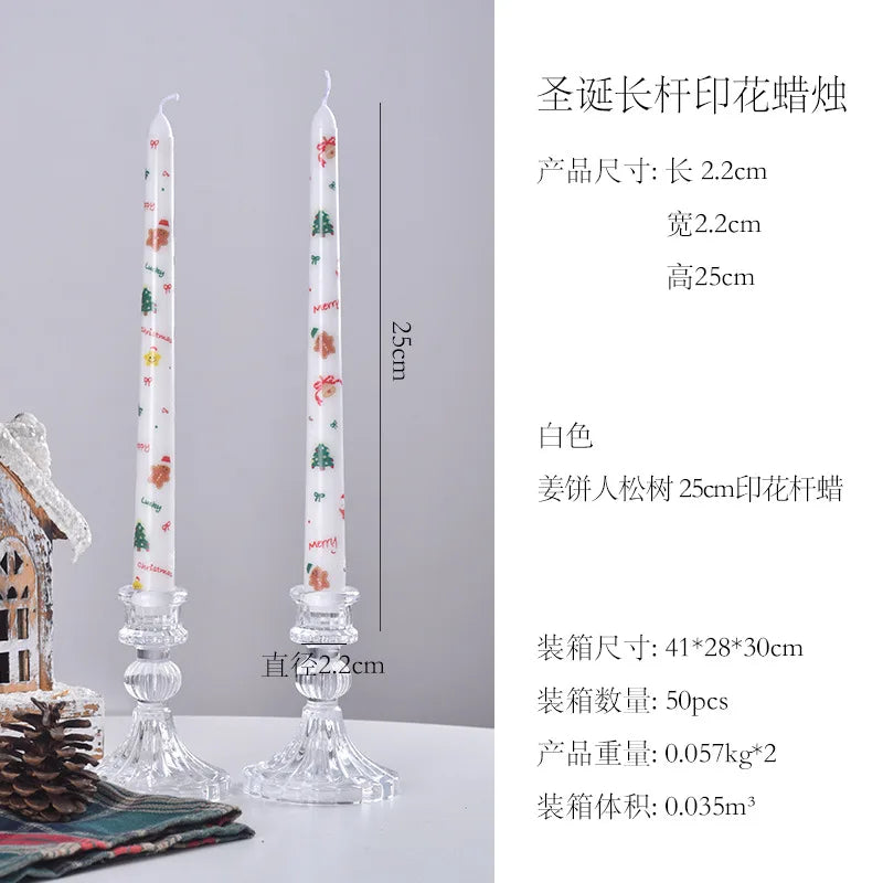 2 pcs 7.5” Christmas Taper Candles – Elegant Holiday Design - candletown.net