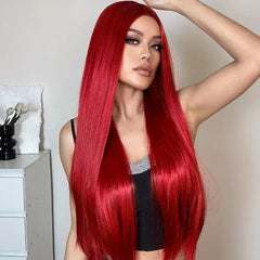 Long Straight Synthetic Wig with Bangs – Natural Look Wig for Women