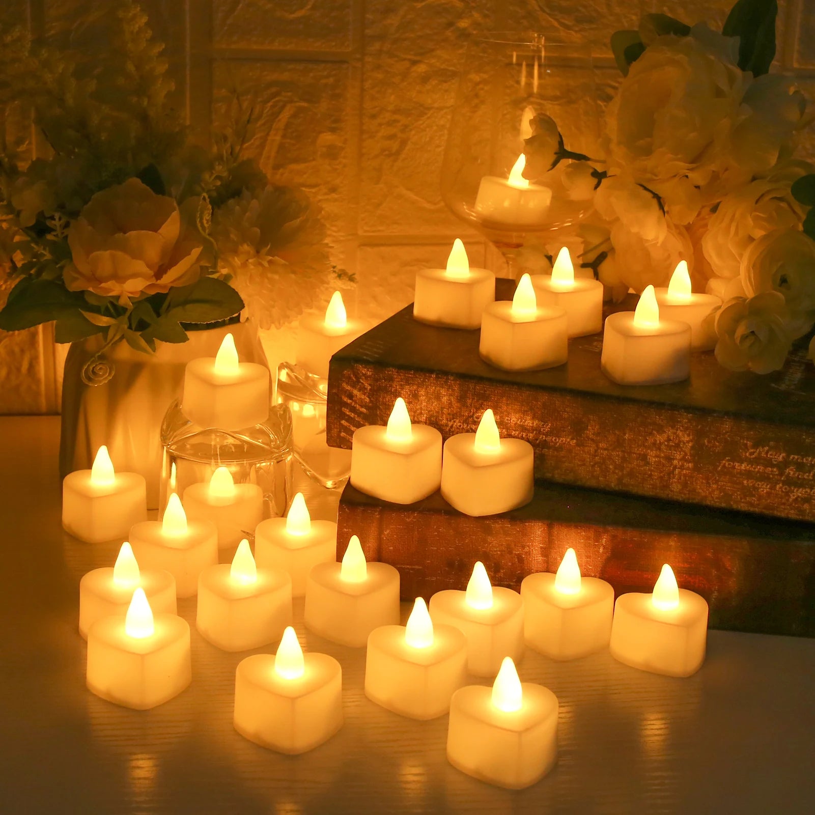 24-Pack Flickering LED Tea Light Candles – Remote & Flameless Decor