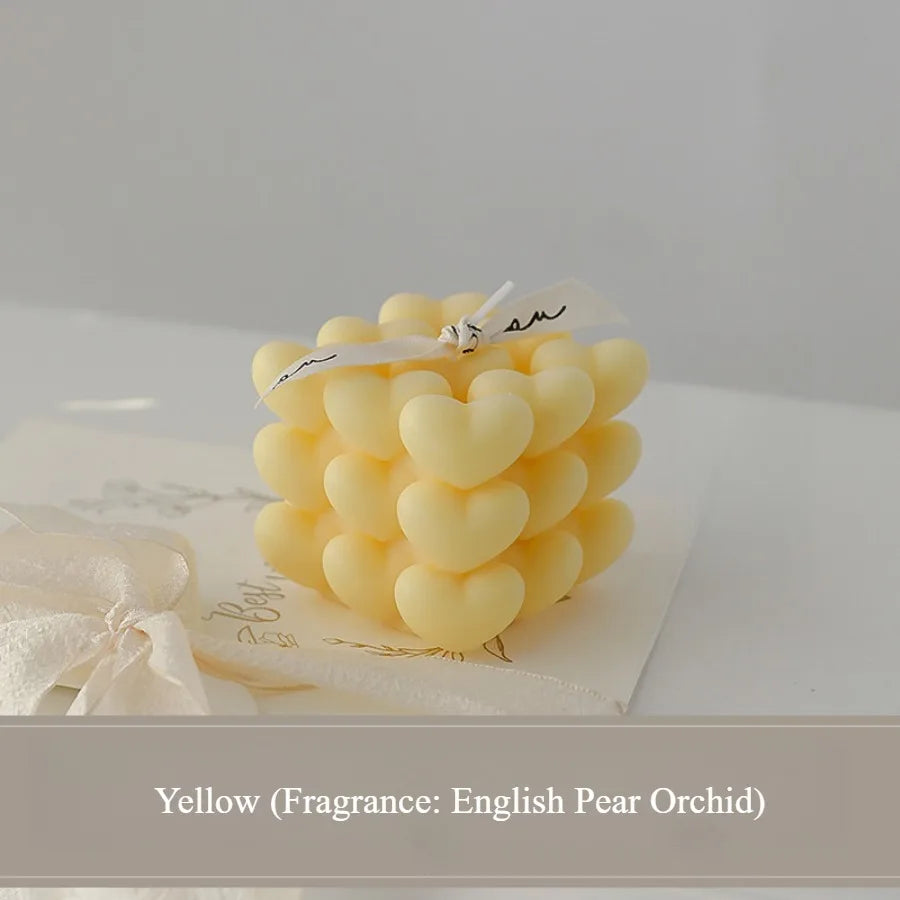 Pastel Heart Cube Soy Wax Candle – Sculptural Decor & Gift - candletown.net