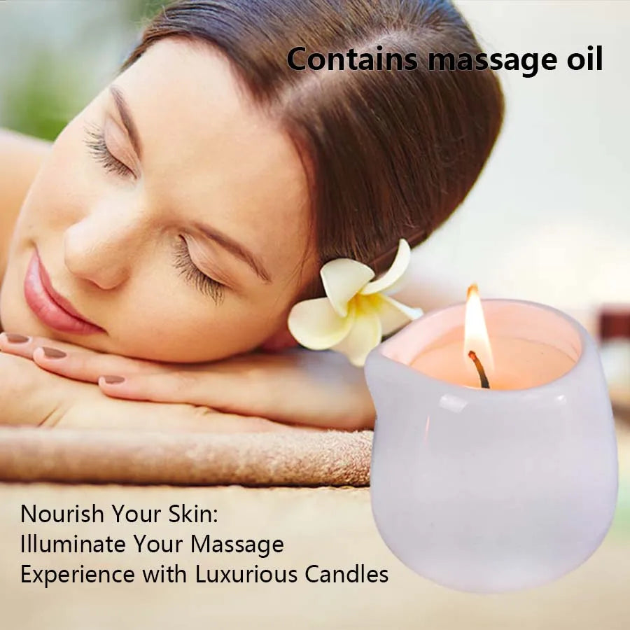 1pc Amber Vanilla massage essential oil candle, coconut wax, heating, body open back SPA romantic holder home decor valentines - candletown.net