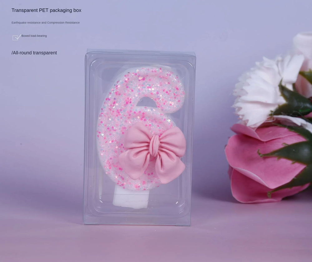Pink Bow Number Candle – Elegant Cake Topper for Birthdays & Celebrations - candletown.net