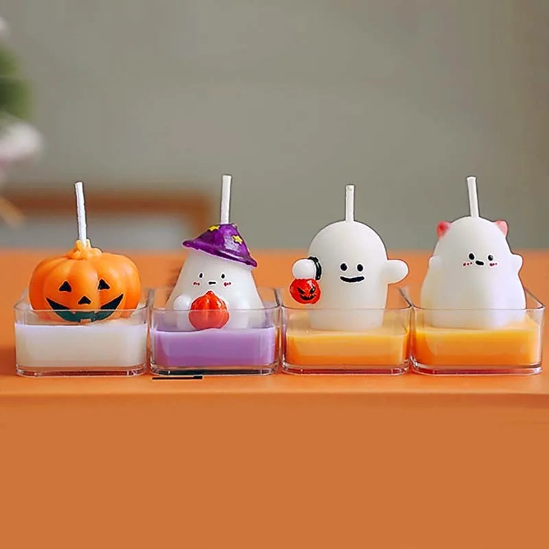 Cute Halloween Tealight Candles – Pumpkin & Skull Designs