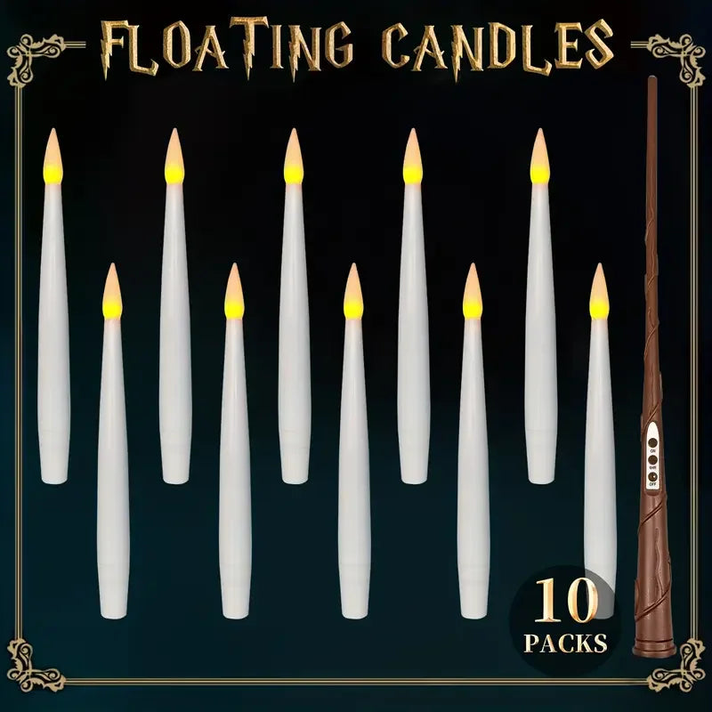 Magic Floating LED Candles with Wand Remote – 10–24 Pack