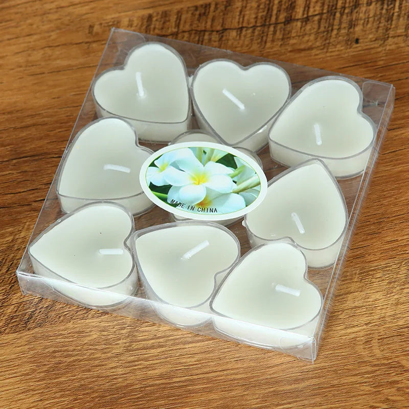 9pcs Heart-Shaped Scented Tea Light Candles - candletown.net