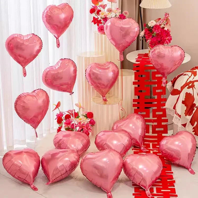 60-5PCS Red Heart Foil Balloons Inflatable Helium Balloon DIY Birthday Party Ornaments For Valentine's Day Wedding Party Gifts - candletown.net