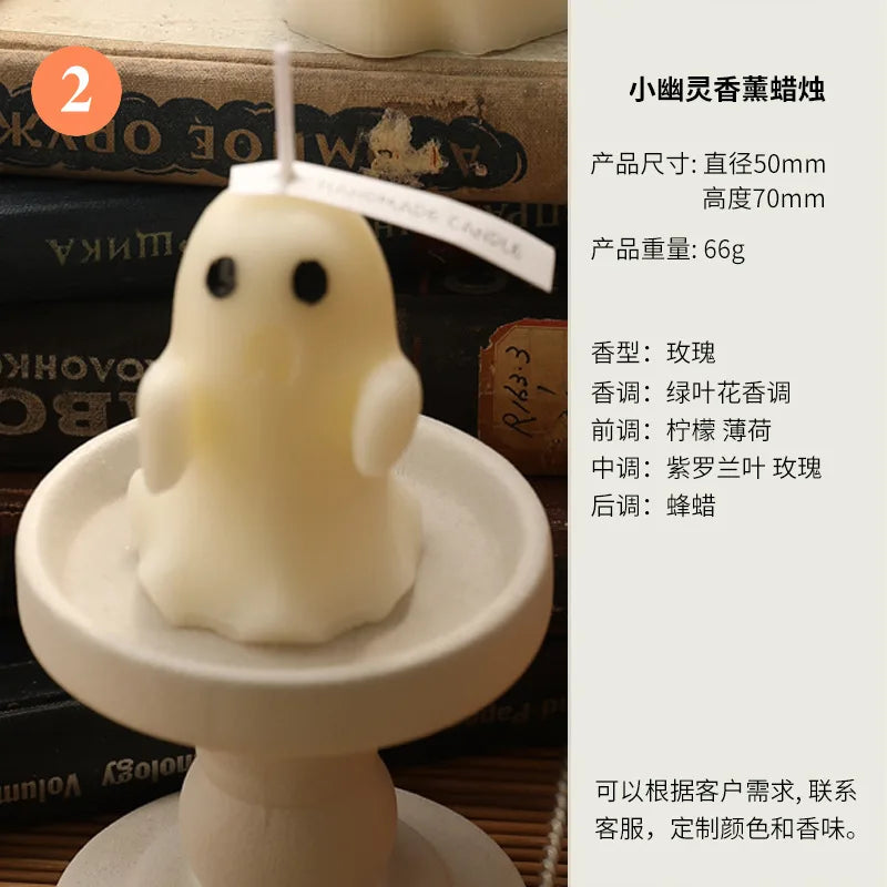 6-Piece Halloween Ghost Candle Set – Soy & Beeswax Aromatherapy