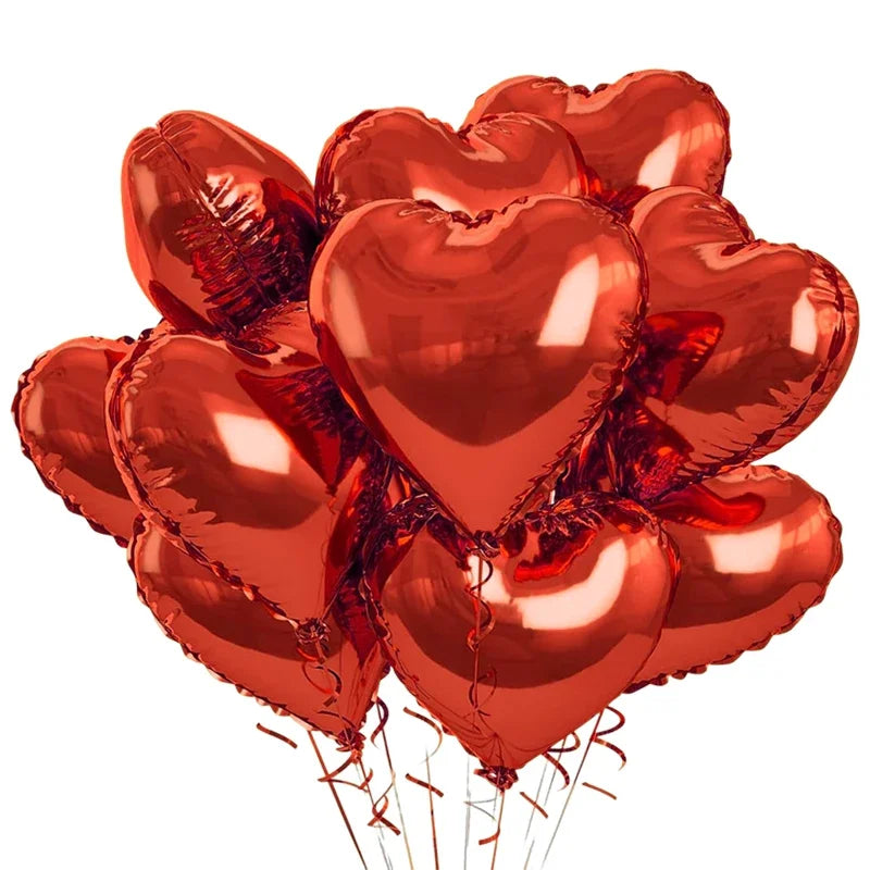 60-5PCS Red Heart Foil Balloons Inflatable Helium Balloon DIY Birthday Party Ornaments For Valentine's Day Wedding Party Gifts - candletown.net