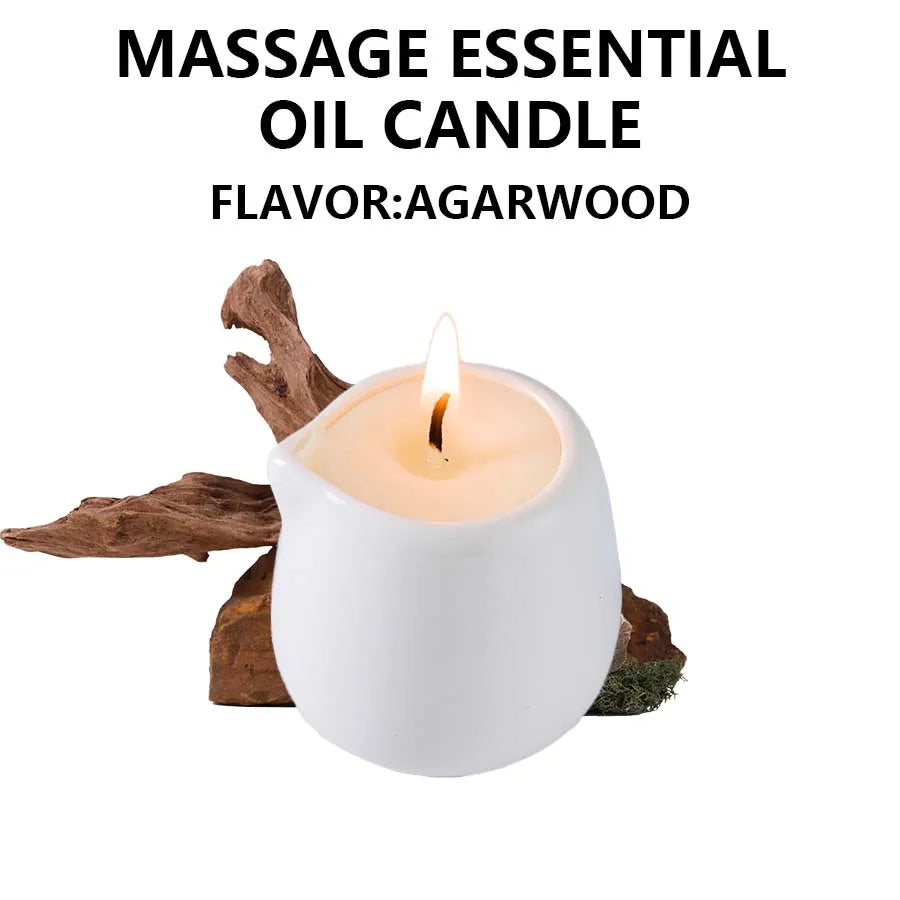 1pc Amber Vanilla massage essential oil candle, coconut wax, heating, body open back SPA romantic holder home decor valentines - candletown.net