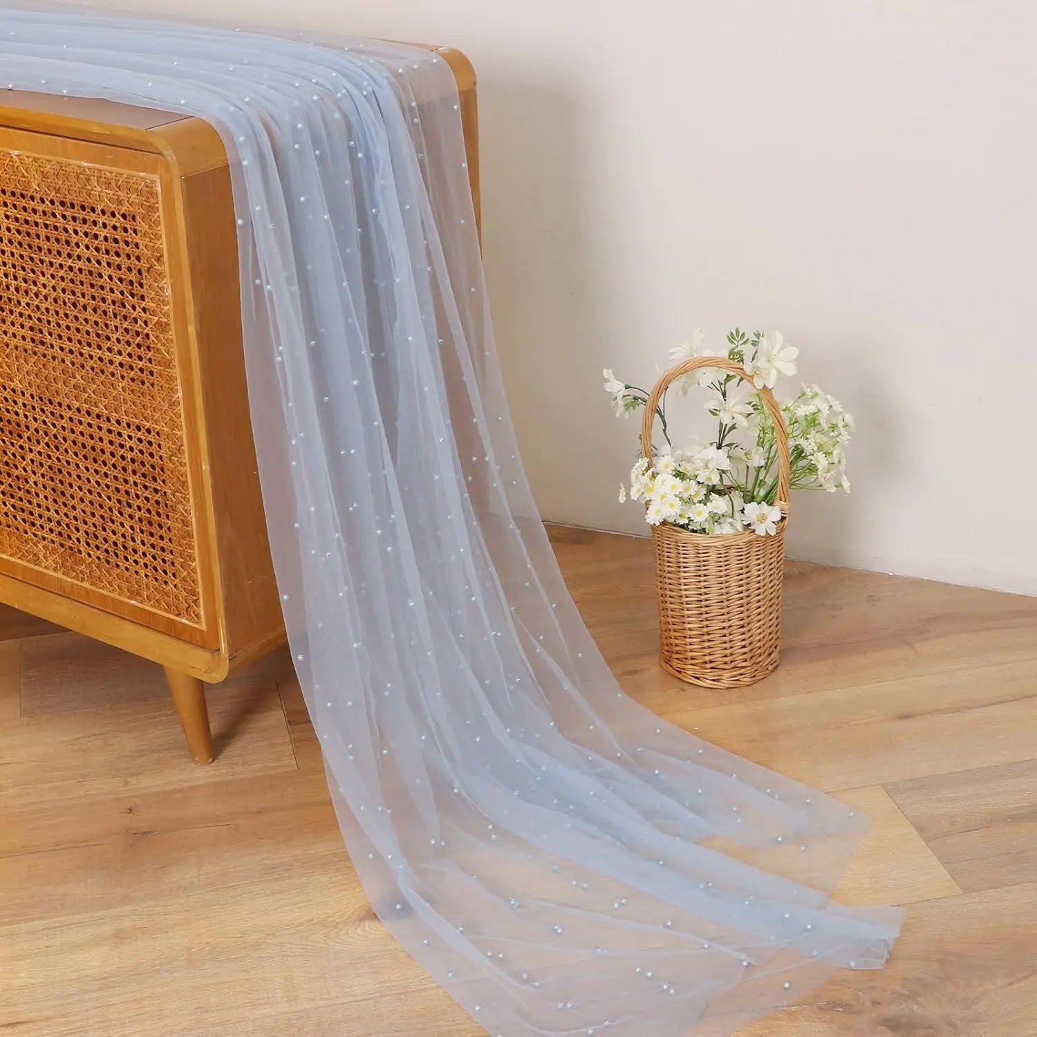 White Pearl Table Runner – Lace Tulle Wedding Decor - candletown.net