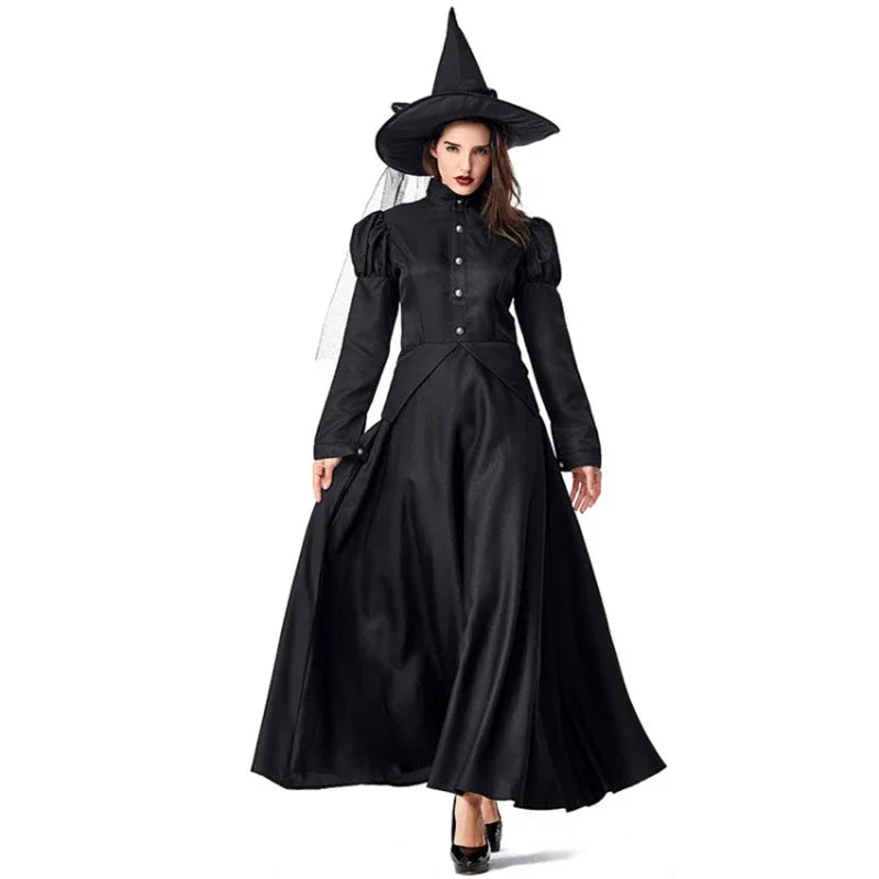 Deluxe Witch Costume Set – Halloween Wizard Dress with Hat for Kids & Adults