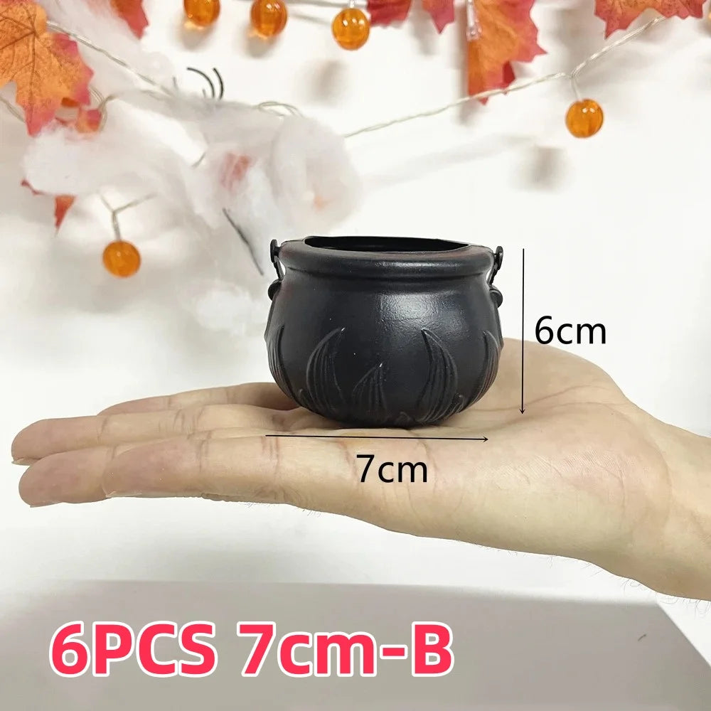 Black Plastic Cauldron Candy Bucket – Halloween Trick or Treat Jar