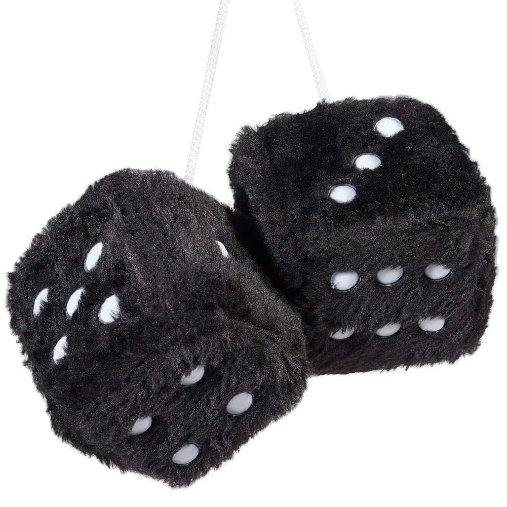 Retro 90s Fuzzy Dice – Plush Hanging Car Mirror Dice - candletown.net