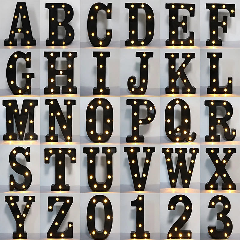 22cm LED Alphabet and Number Lights – Black Letter Decor - candletown.net