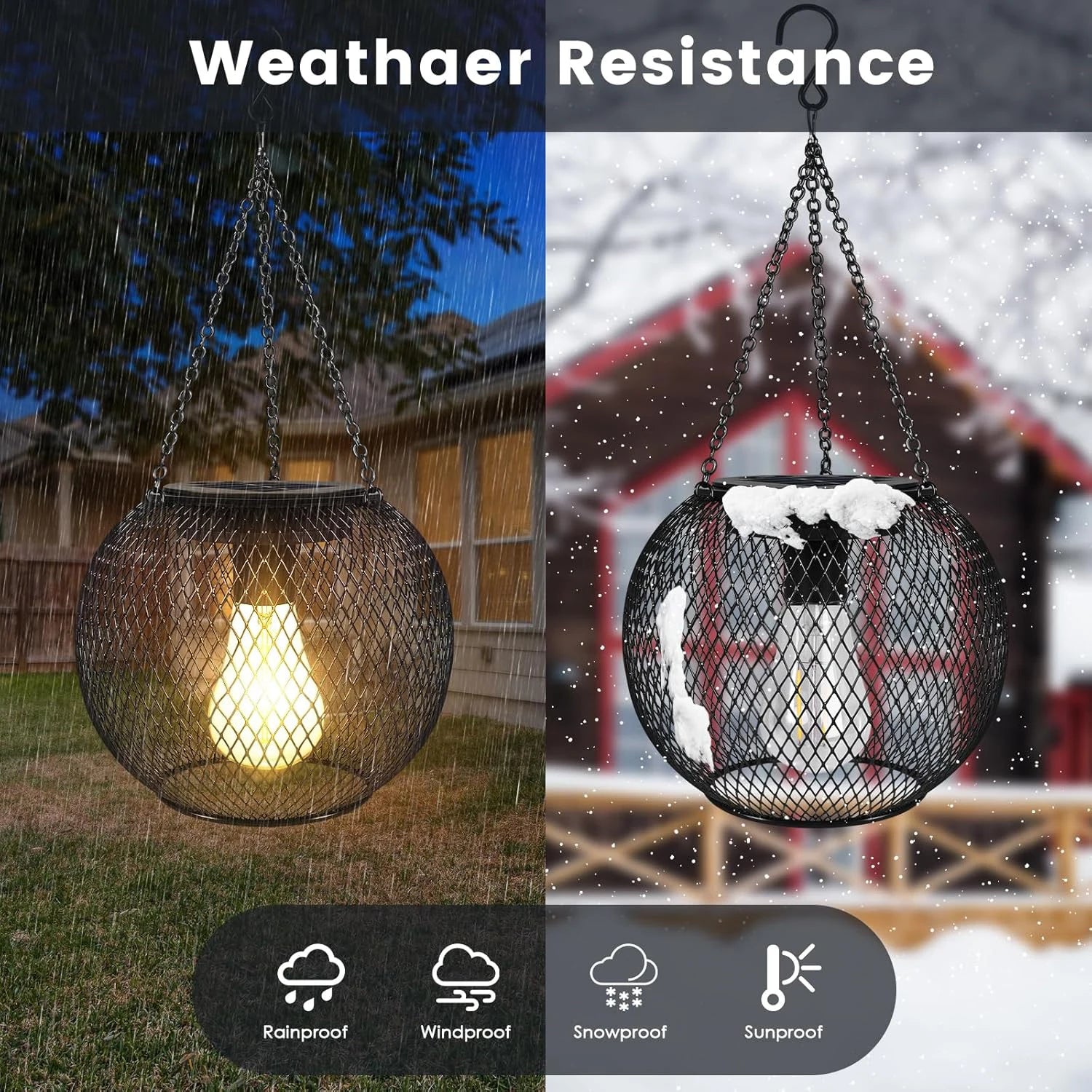 Outdoor Solar Grid Lantern – Waterproof Hanging Lamp