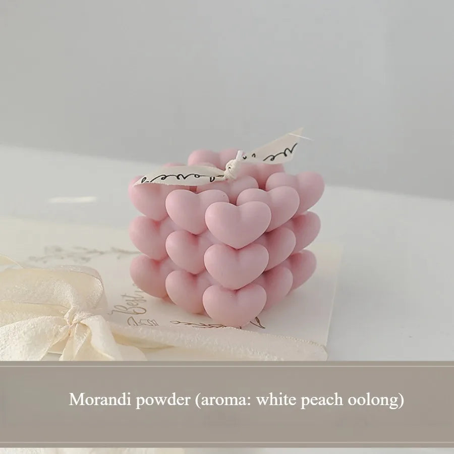 Pastel Heart Cube Soy Wax Candle – Sculptural Decor & Gift - candletown.net