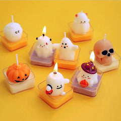 Cute Halloween Tealight Candles – Pumpkin & Skull Designs